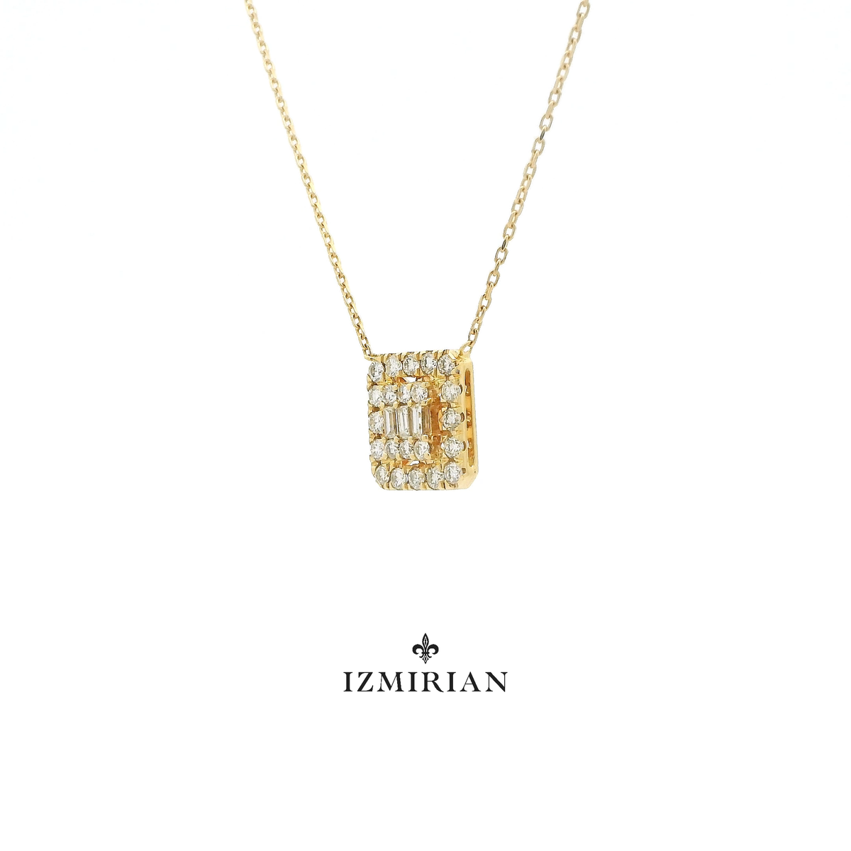 Baguette Halo Diamond Necklace