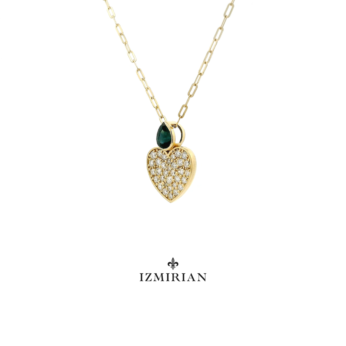 Pavé Heart Sapphire Diamond Necklace