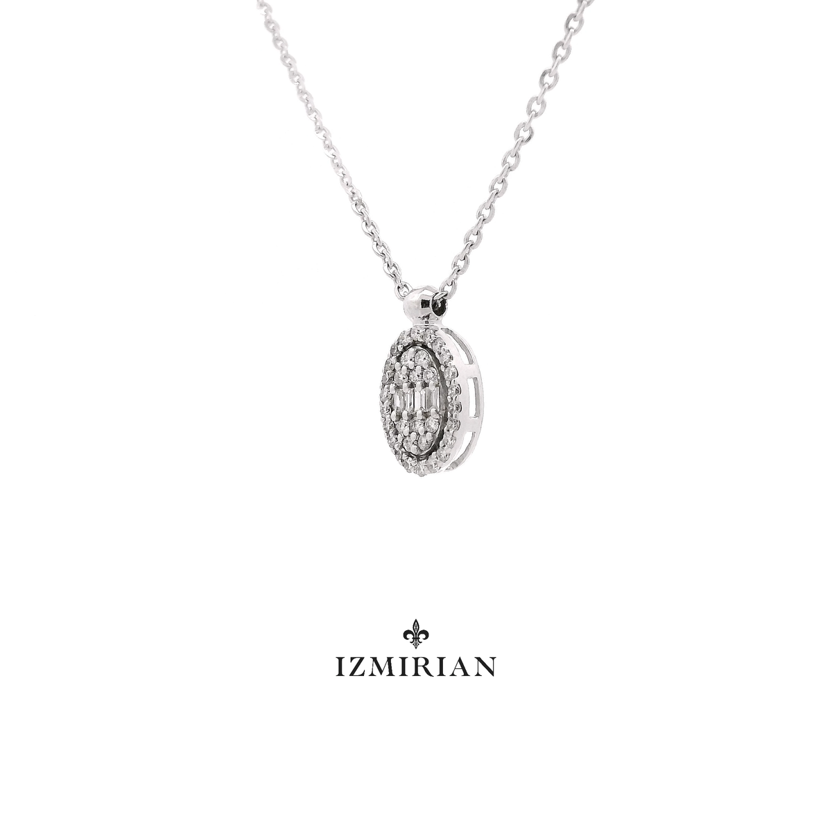 Oval Diamond Halo Necklace