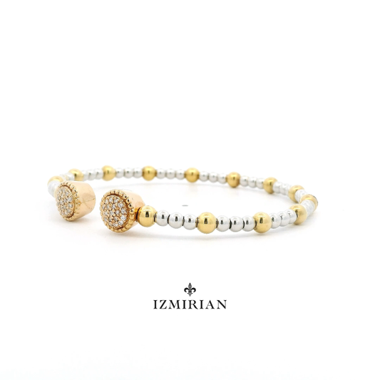 Open Cuff Beaded Diamond Bracelet