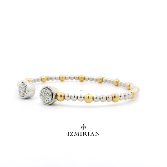 Open Cuff Beaded Diamond Bracelet