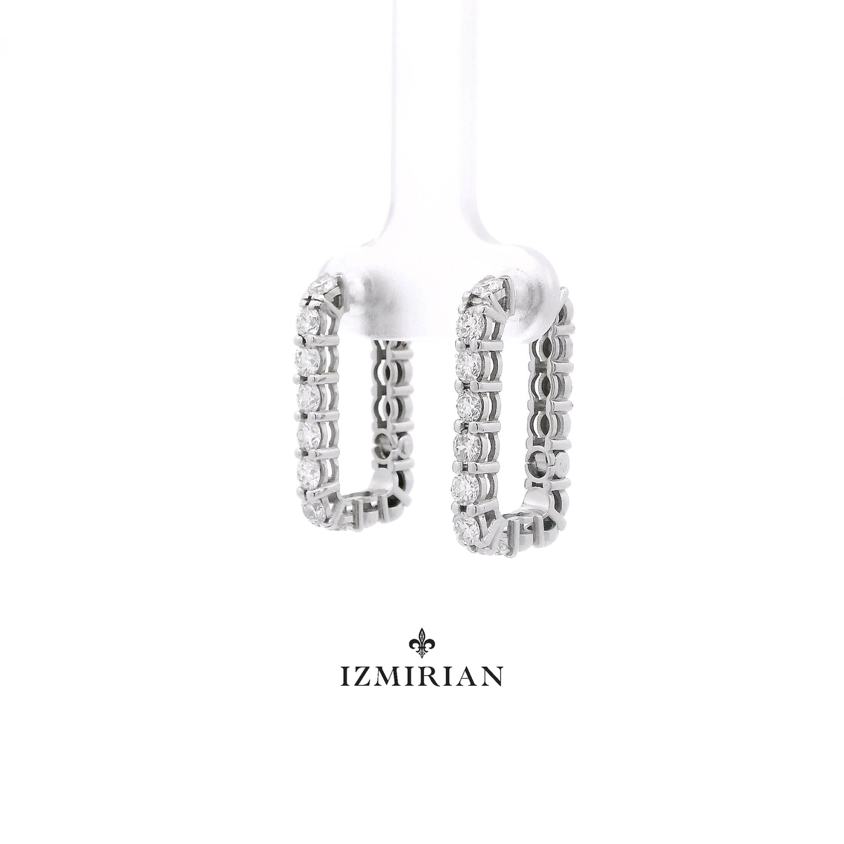 Rectangular Diamond Hoop Earrings