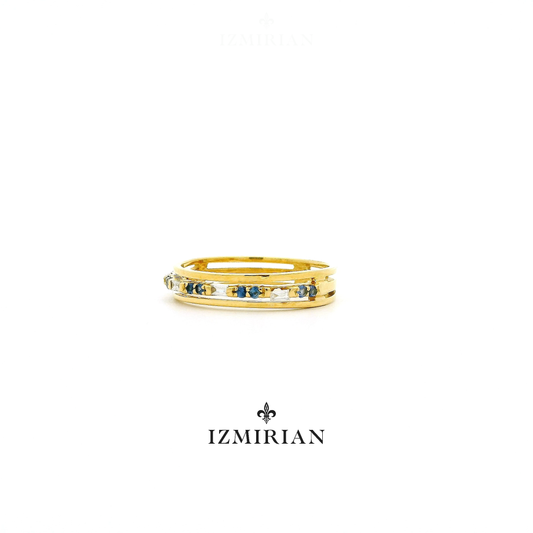 Blue Sapphire Rhythm Diamond Ring