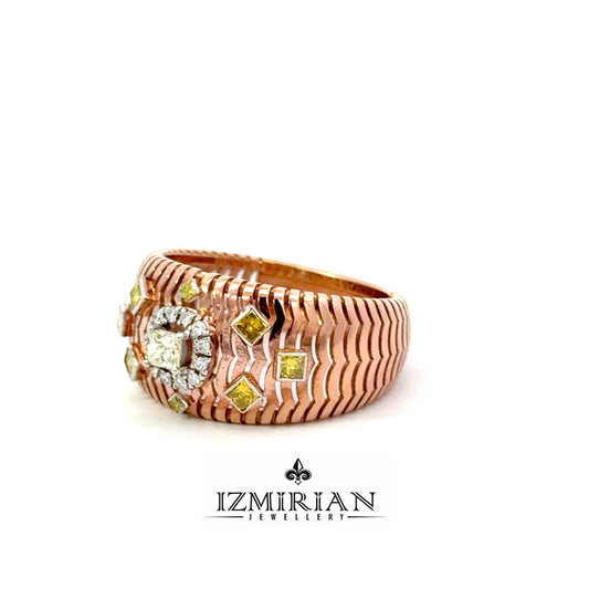 Chevron Diamond Halo Ring