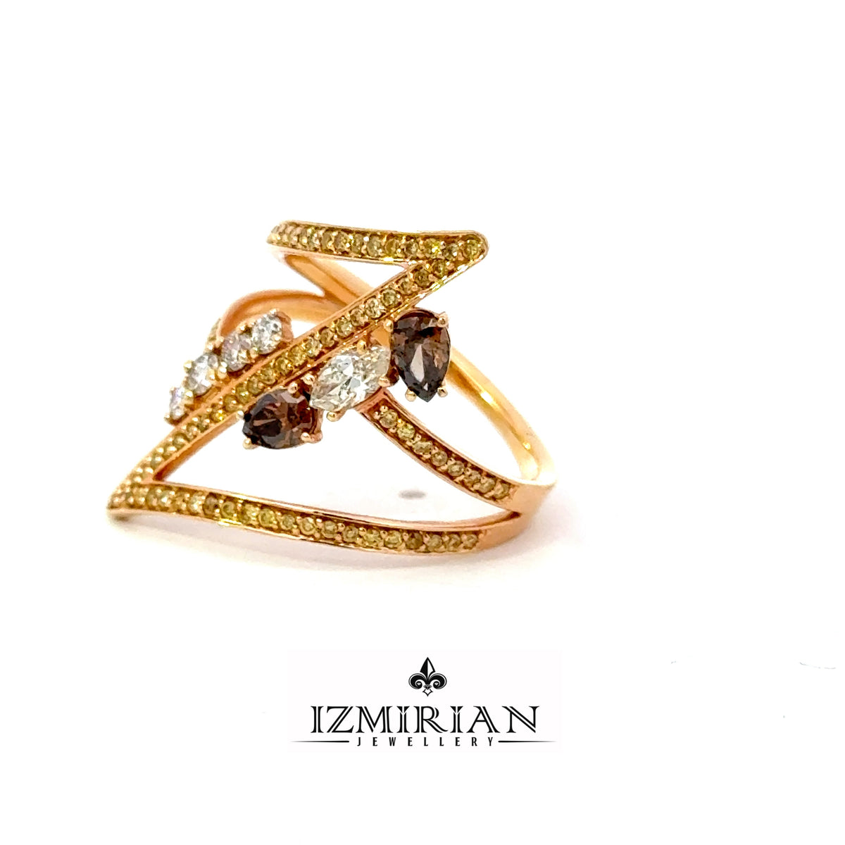 Multi-Colored Diamond Zigzag Ring
