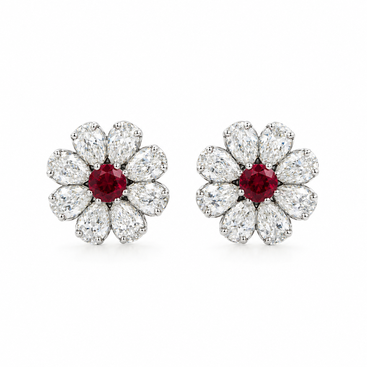 Ruby Blossom Diamond Earrings