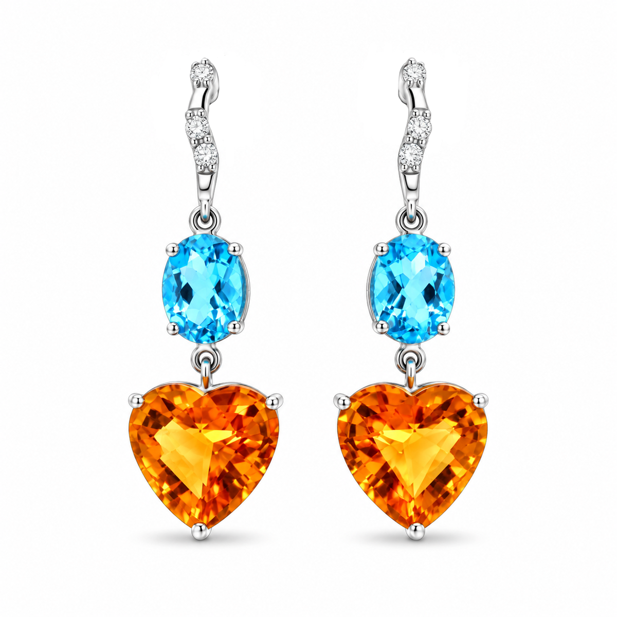 Solstice Heart Drop Diamond Earrings
