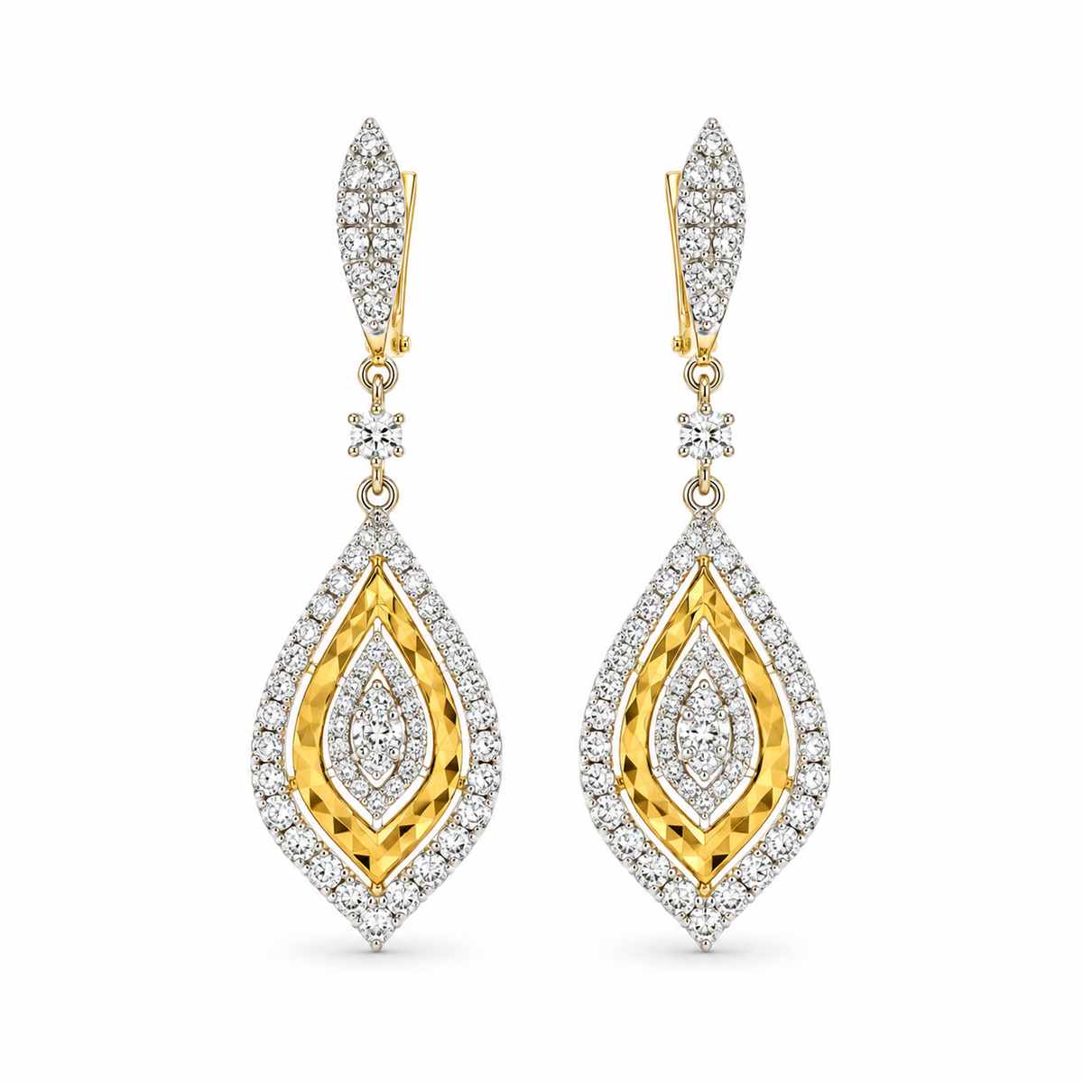 Textured Marquise Pavé Diamond Earrings