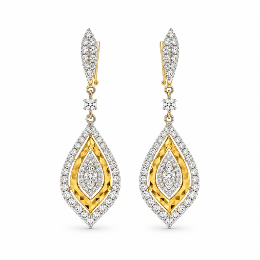 Textured Marquise Pavé Diamond Earrings