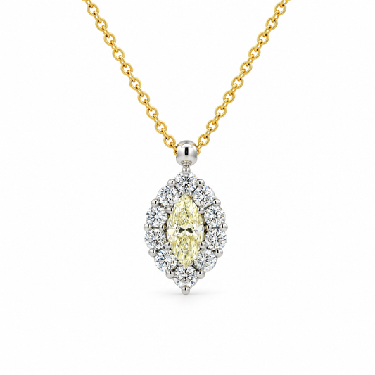 Marquise Diamond Halo Necklace