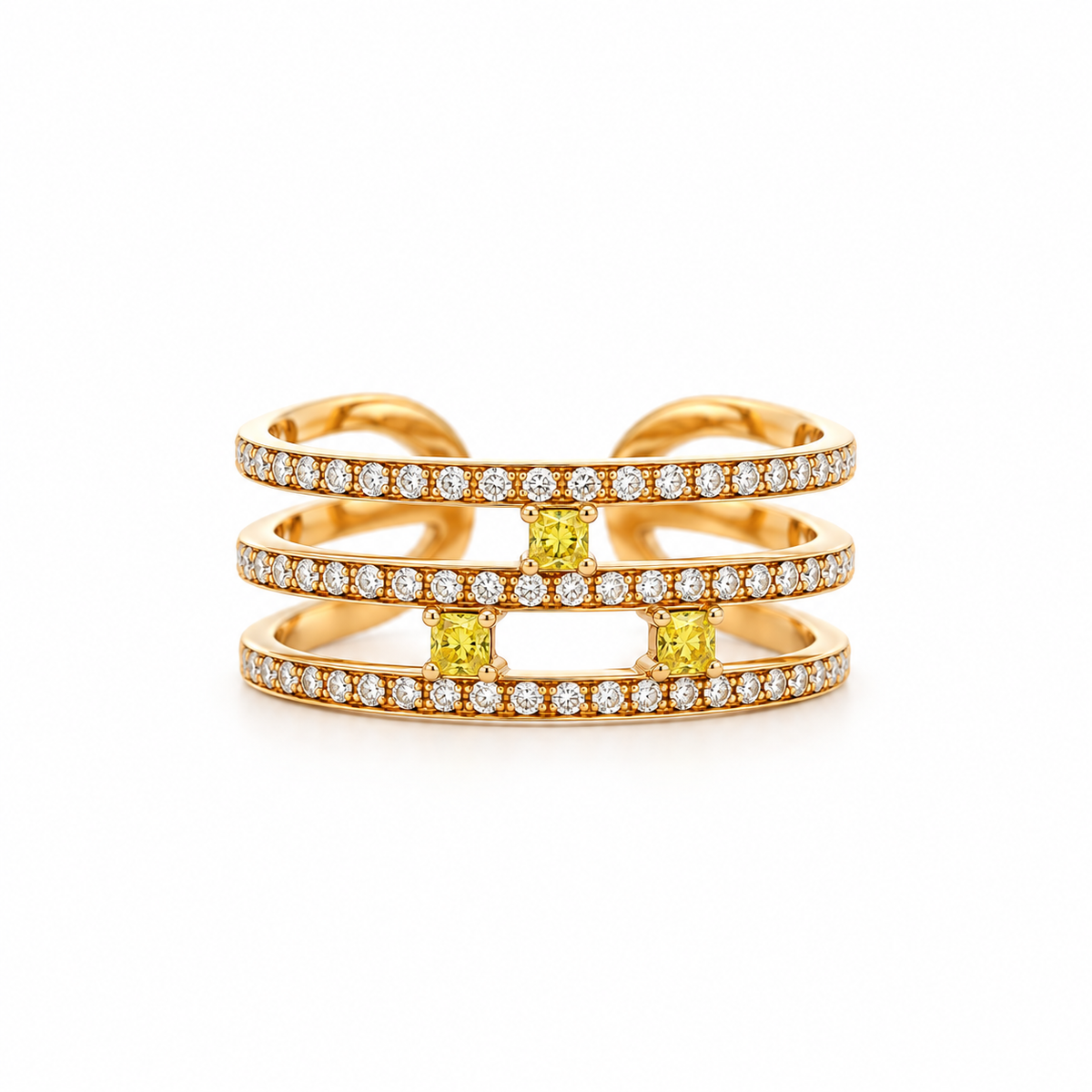 Linea Princess Diamond Ring in yellow gold