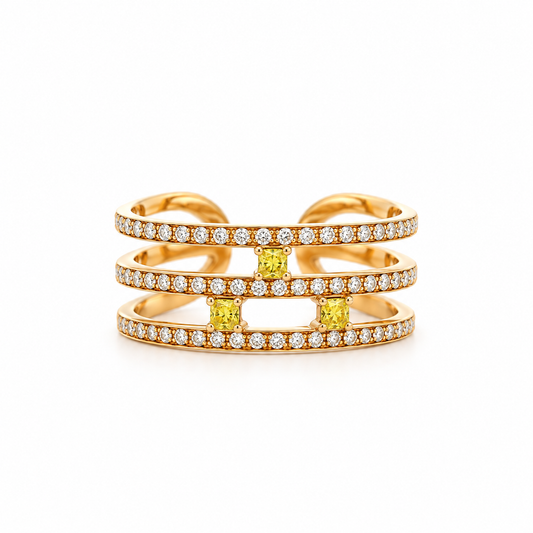 Linea Princess Diamond Ring in yellow gold