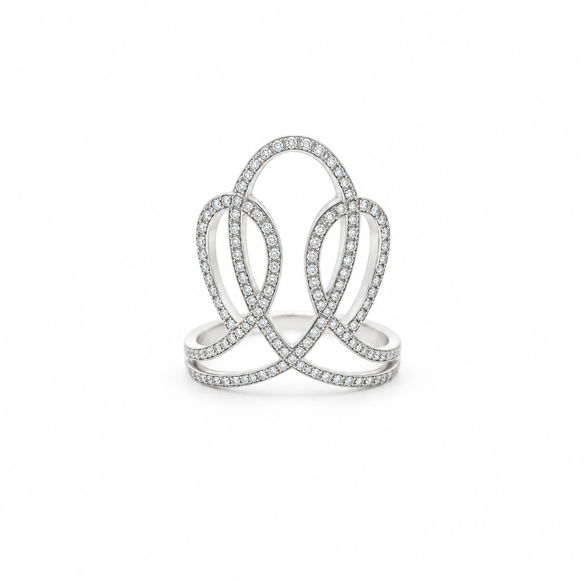 Pavé Diamond Lotus Filigree Ring