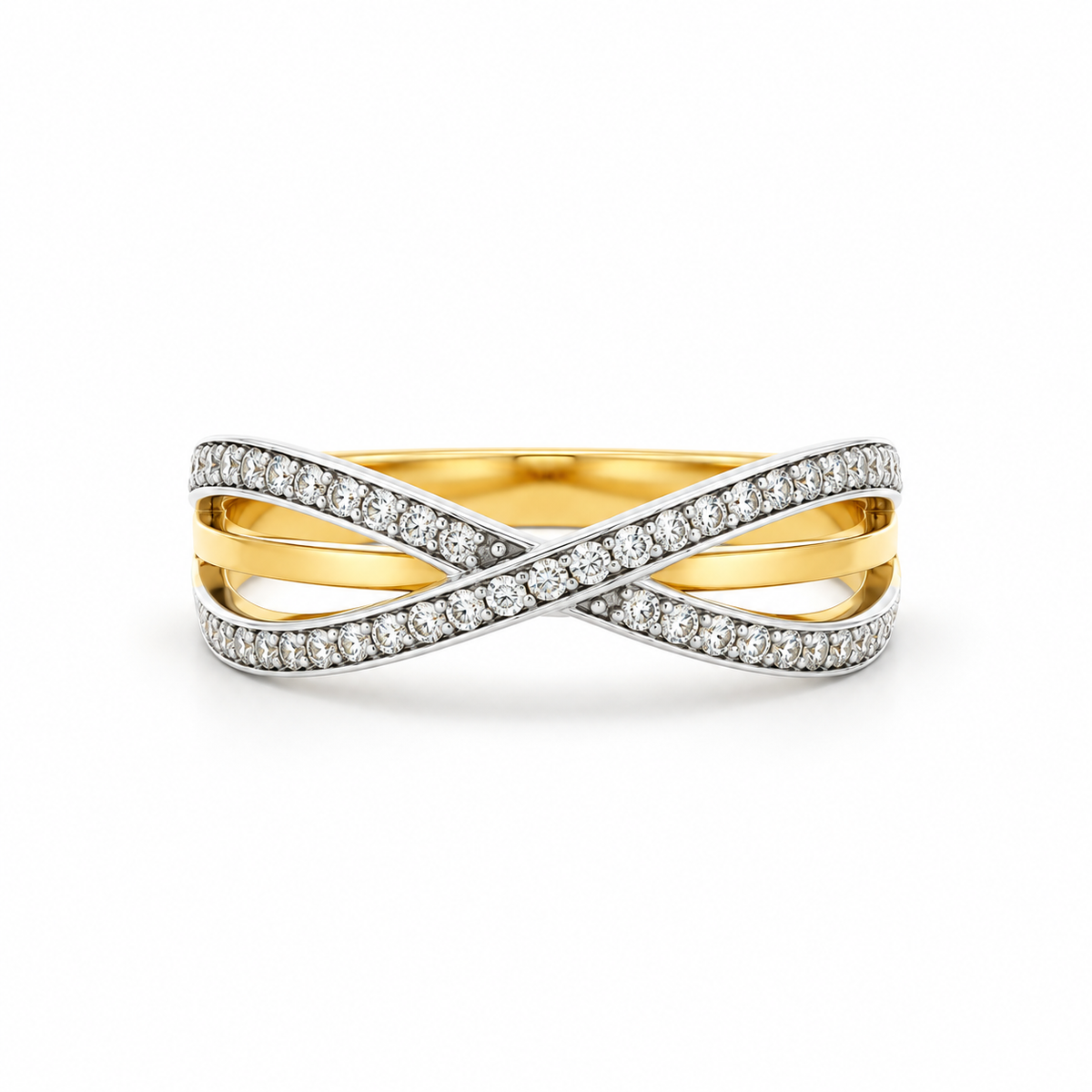 Infinity Embrace Diamond Ring in yellow and white gold