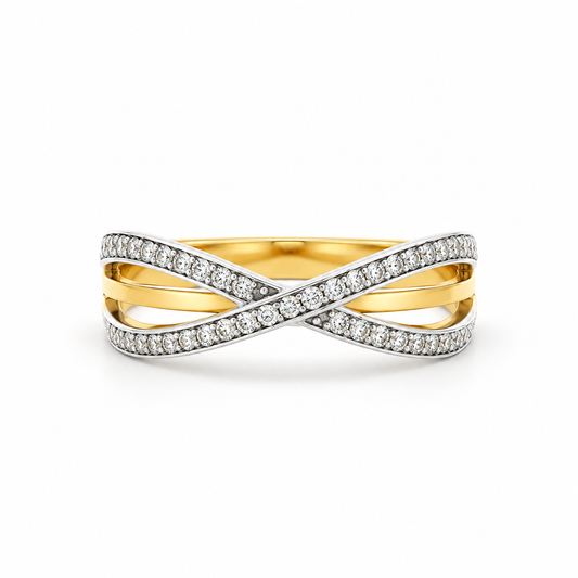 Infinity Embrace Diamond Ring in yellow and white gold