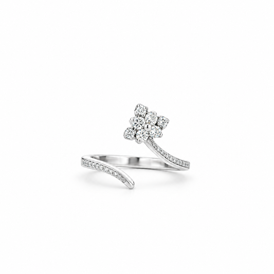 Diamond Flower Open Ring