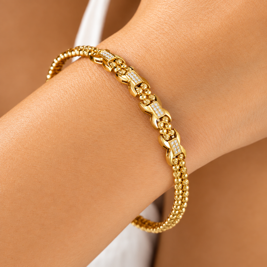Barbwire Beaded Cuff Diamond Bracelet