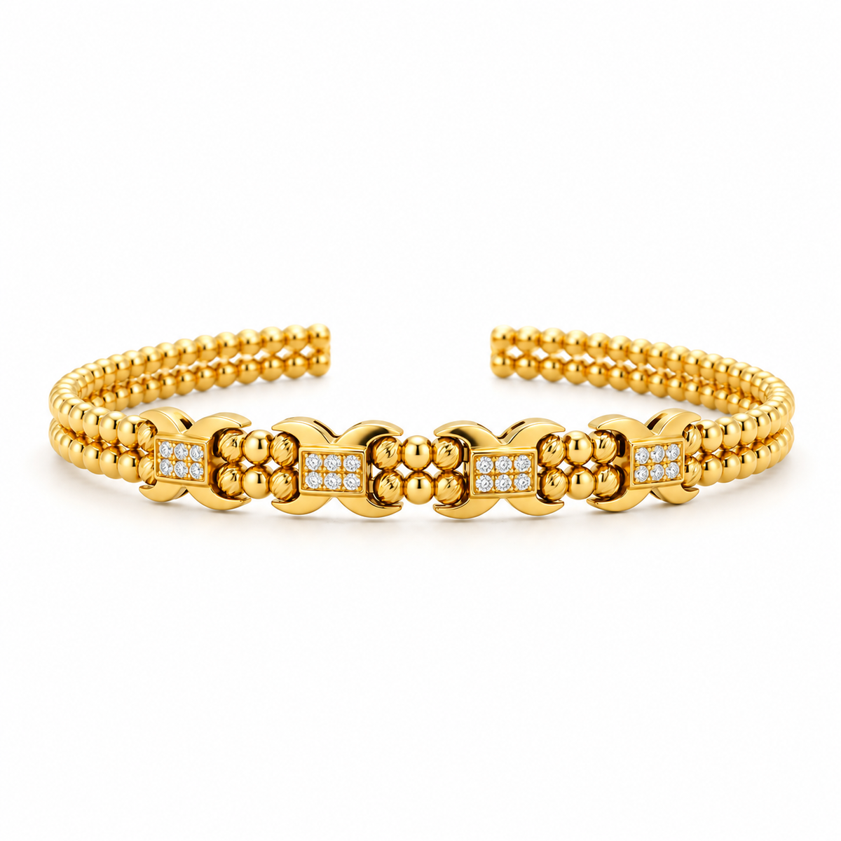 Barbwire Beaded Cuff Diamond Bracelet