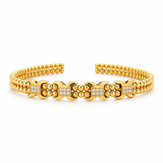 Barbwire Beaded Cuff Diamond Bracelet