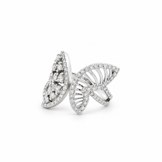 Asymmetric Butterfly Wing Diamond Ring