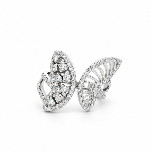 Asymmetric Butterfly Wing Diamond Ring
