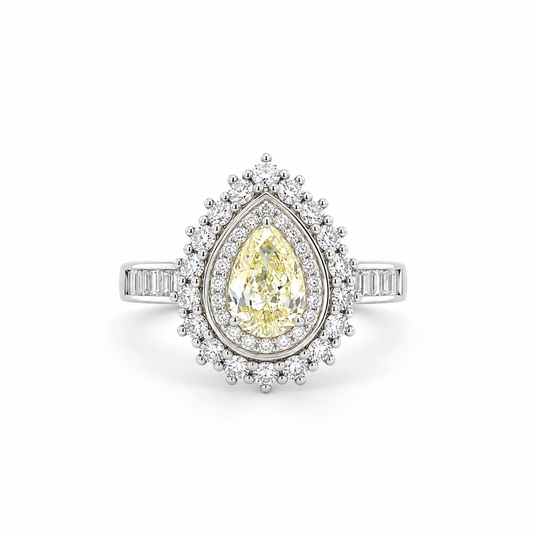 Empress Pear Diamond Ring in white gold