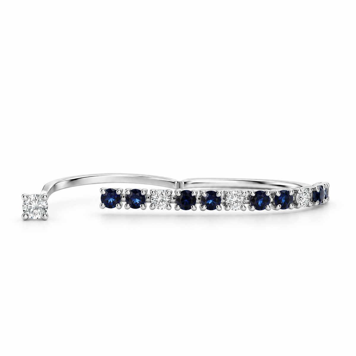 Diamond Line Sapphire Double Ring