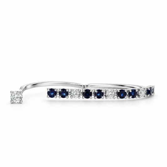Diamond Line Sapphire Double Ring