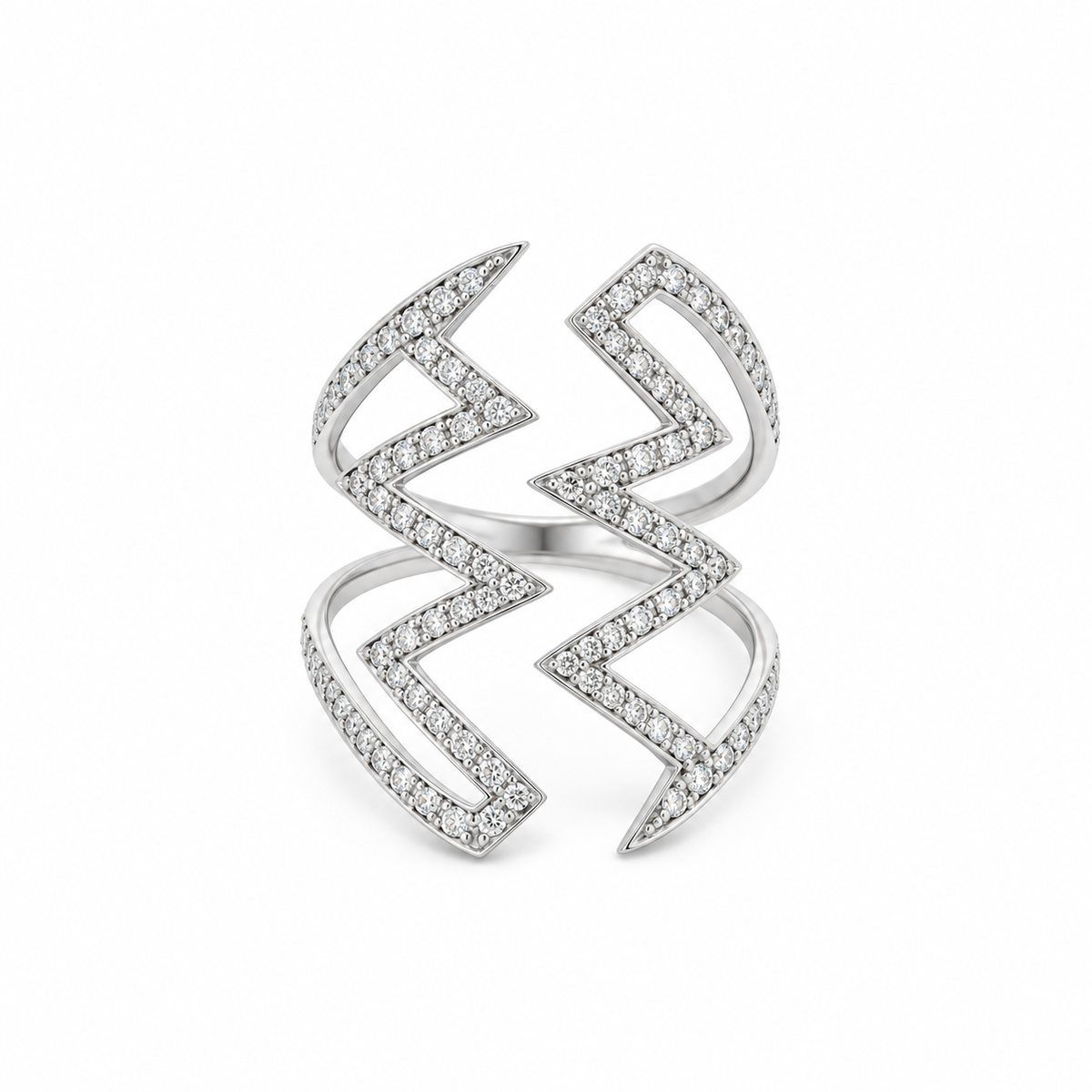 Pavé Diamond Zigzag Cocktail Ring