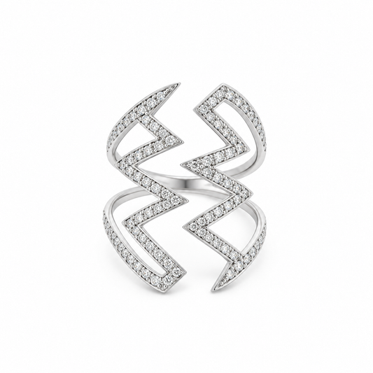 Pavé Diamond Zigzag Cocktail Ring