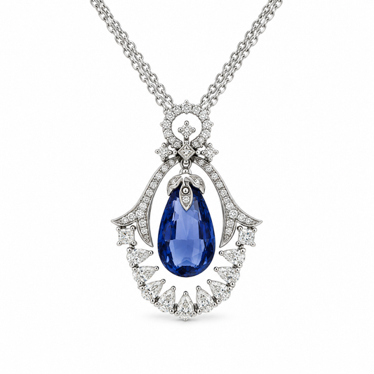 Ornate Tanzanite Diamond Necklace