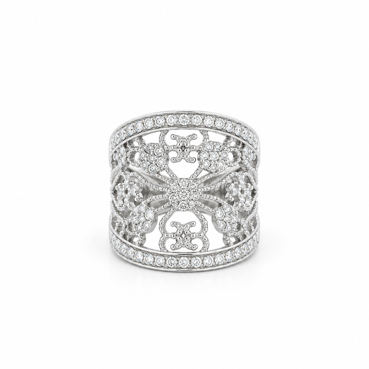 Diamond Lace Wide Ring