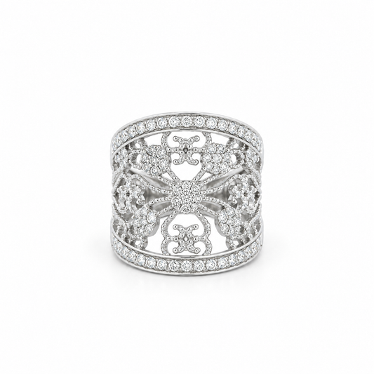 Diamond Lace Wide Ring
