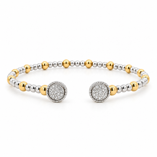 Open Cuff Beaded Diamond Bracelet