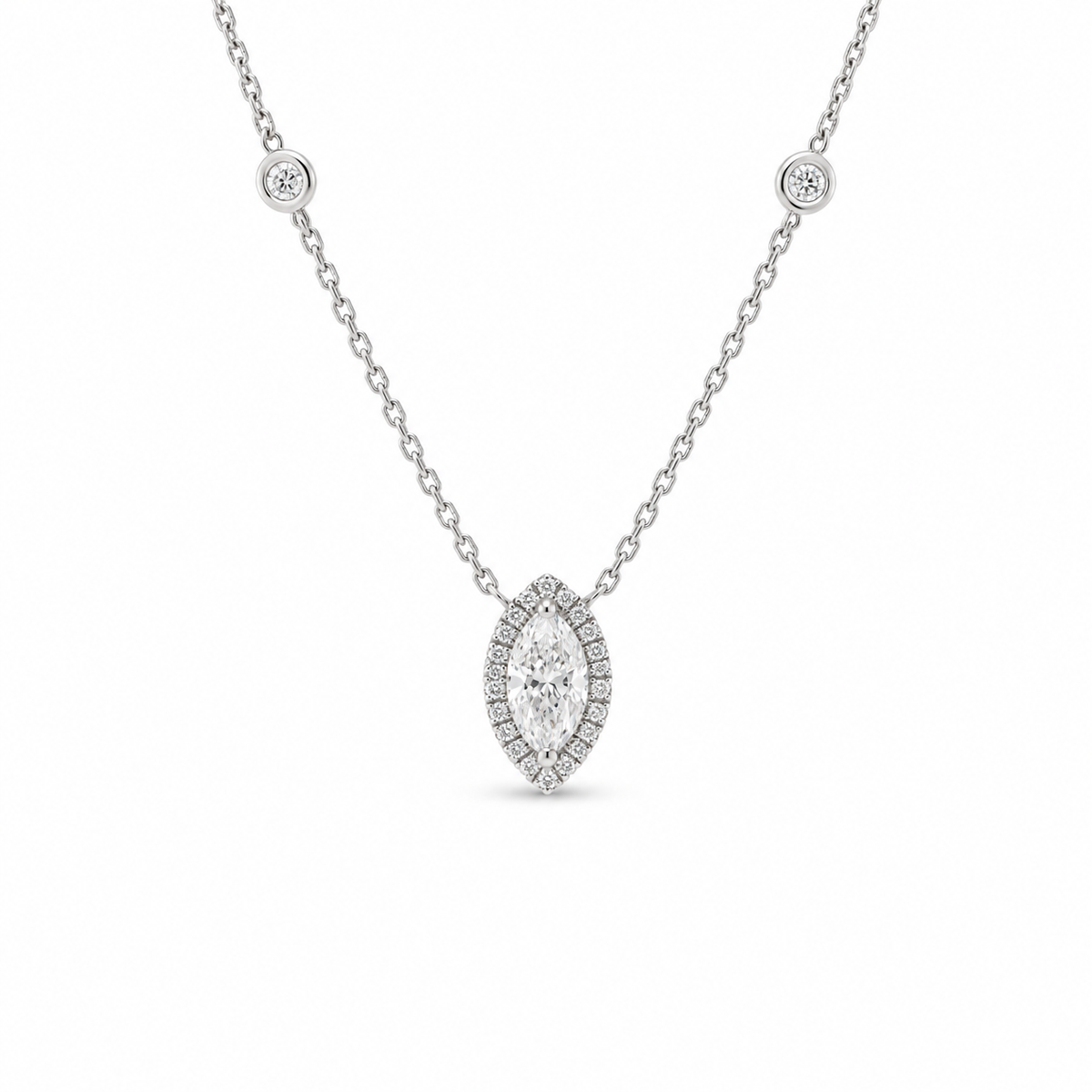 Marquise Halo Diamond Necklace
