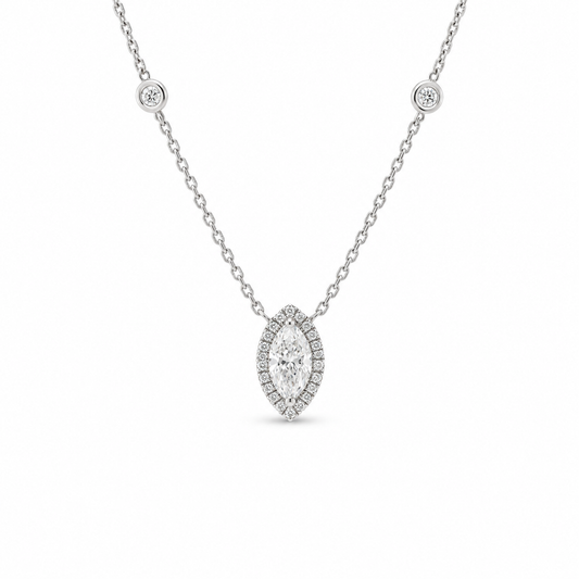 Marquise Halo Diamond Necklace