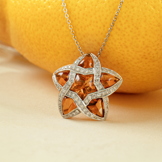 Interlocking Citrine Star Necklace