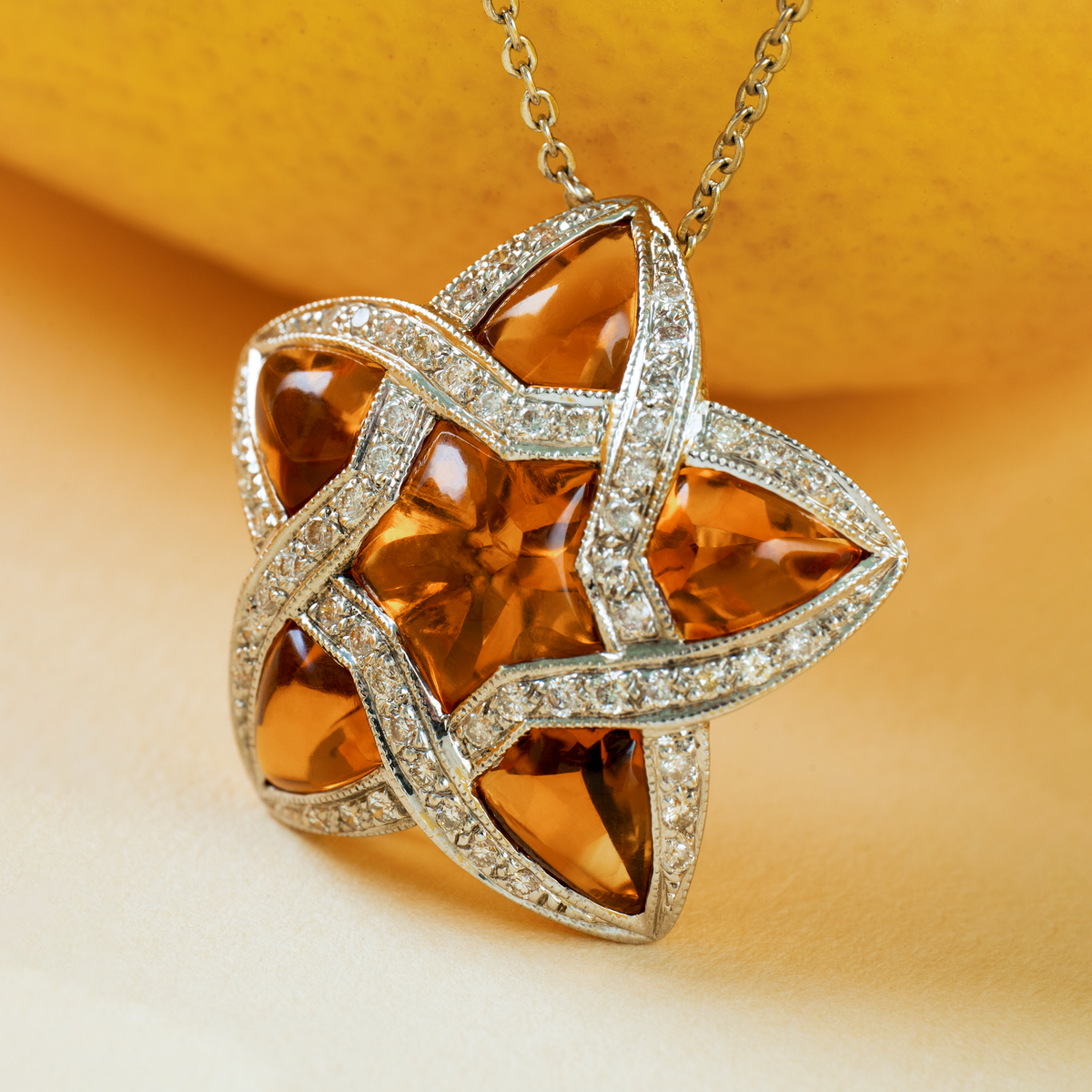 Interlocking Citrine Star Necklace