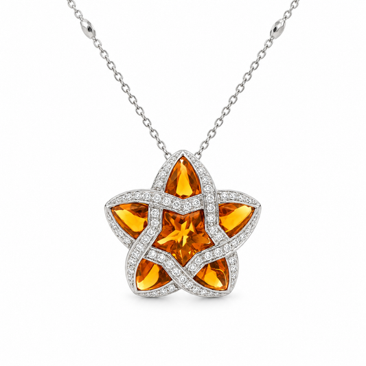 Interlocking Citrine Star Necklace