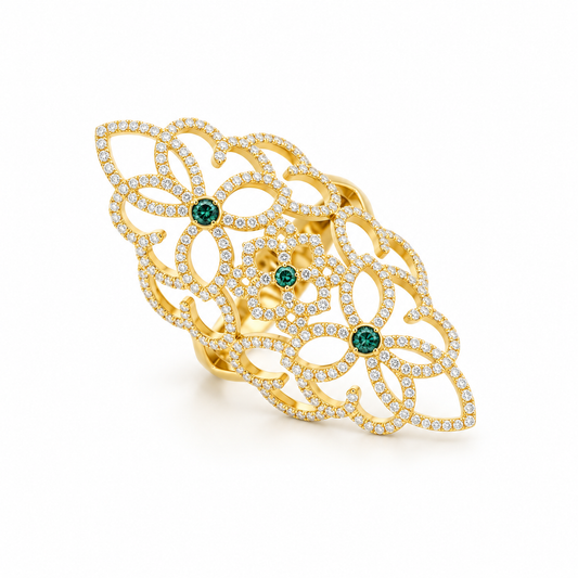 Ornate Blue Diamond Ring