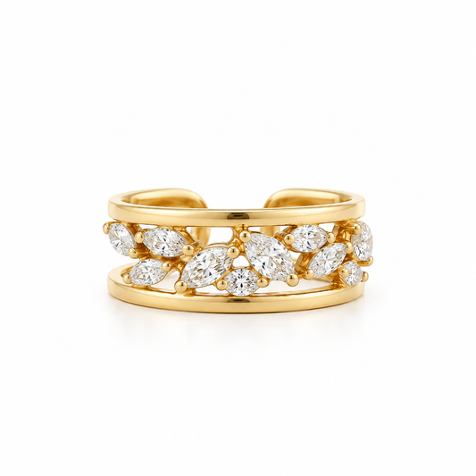 Dancing Marquise Diamond Cuff Ring