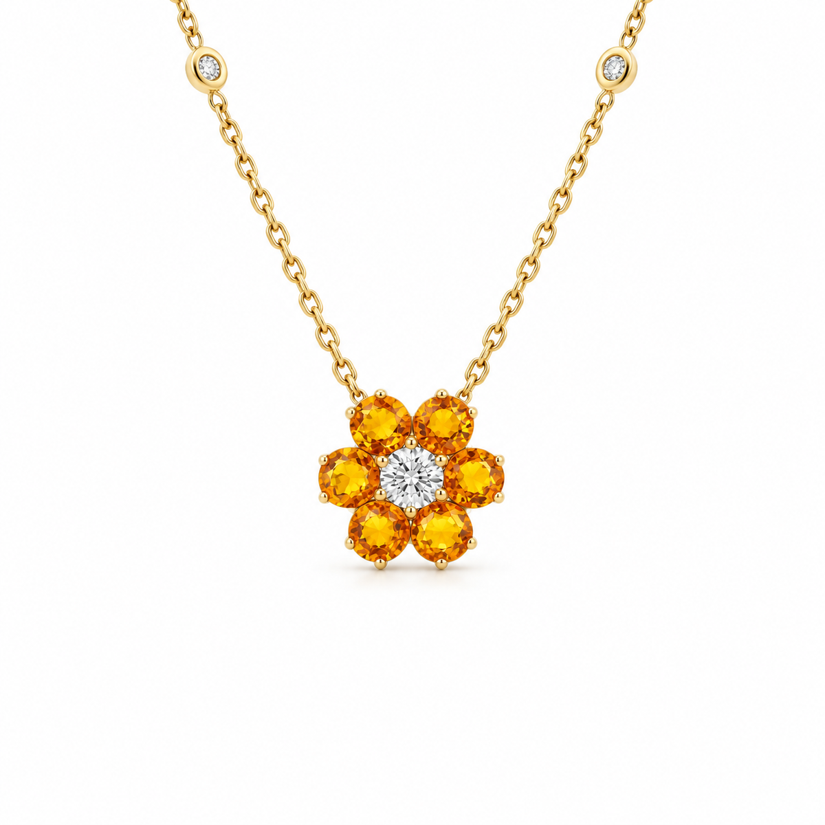 Floral Sapphire Diamond Necklace