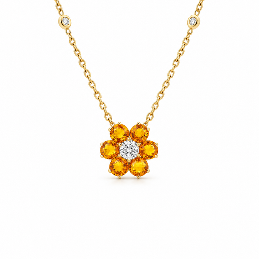 Floral Sapphire Diamond Necklace