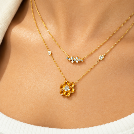 Abstract Diamond Bar Necklace
