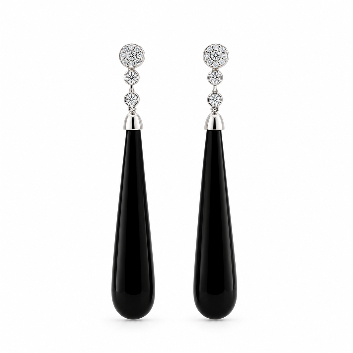 Black Onyx Diamond Drop Earrings