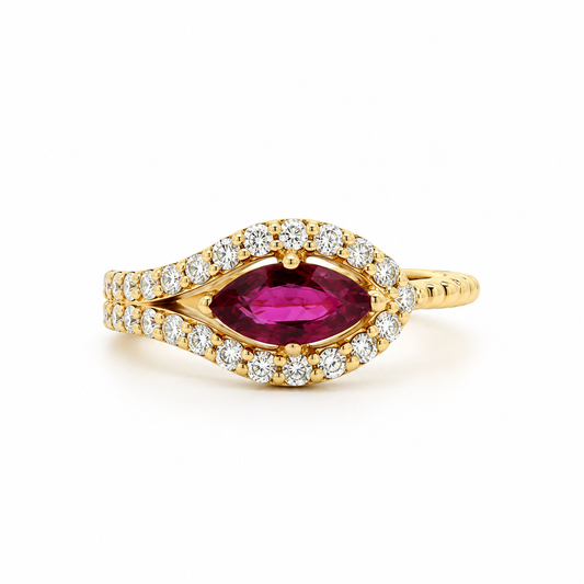 Scarlet Embrace Diamond Ring in yellow gold