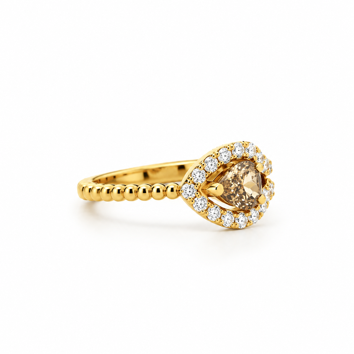 Pear-Cut Diamond Split Shank Ring