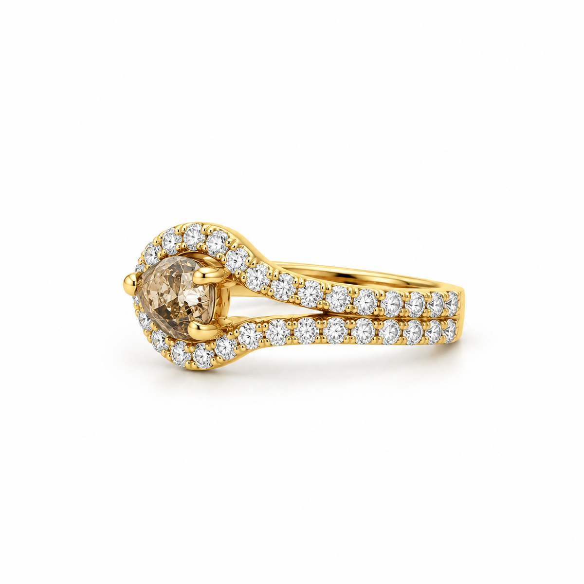 Pear-Cut Diamond Split Shank Ring