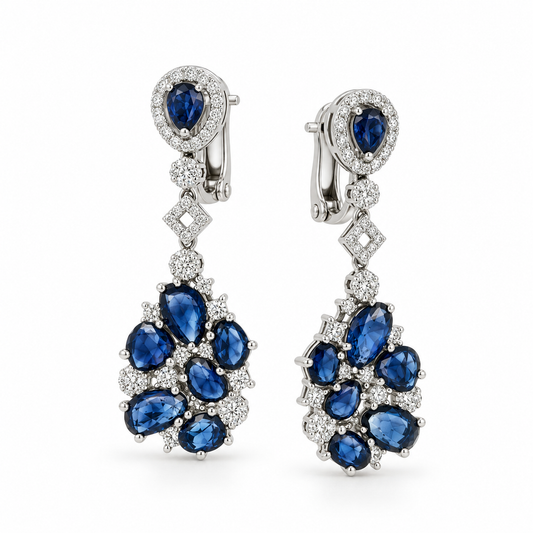 Rose-Cut Sapphire Diamonds Earrings