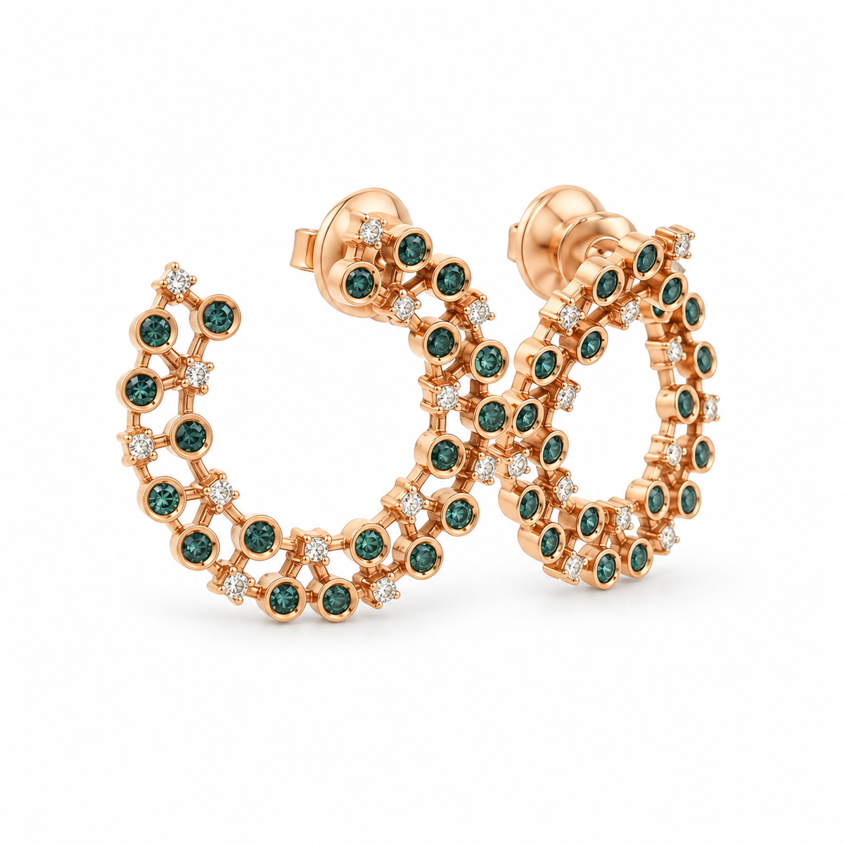 Blue Diamond Open Hoop Earrings